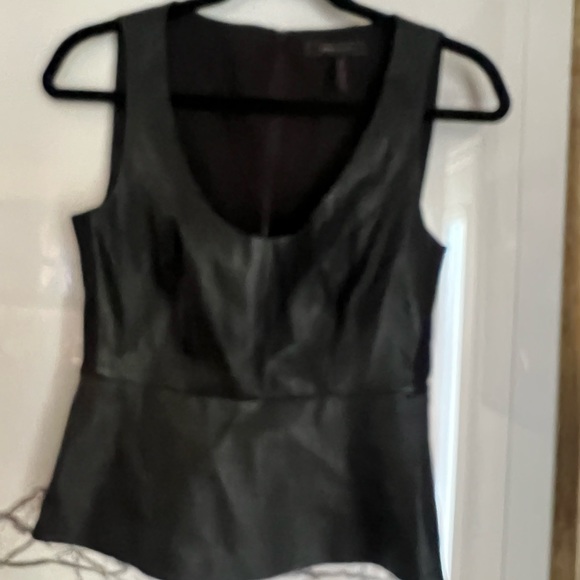 BCBG black thin leather peplum top - Picture 2 of 4